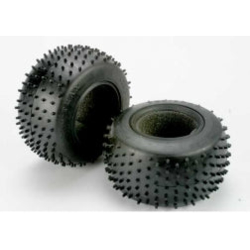 TRAXXAS 4790R Tires, Pro-Trax spiked 2.2 soft-compound rear (2) / foam inserts (2)