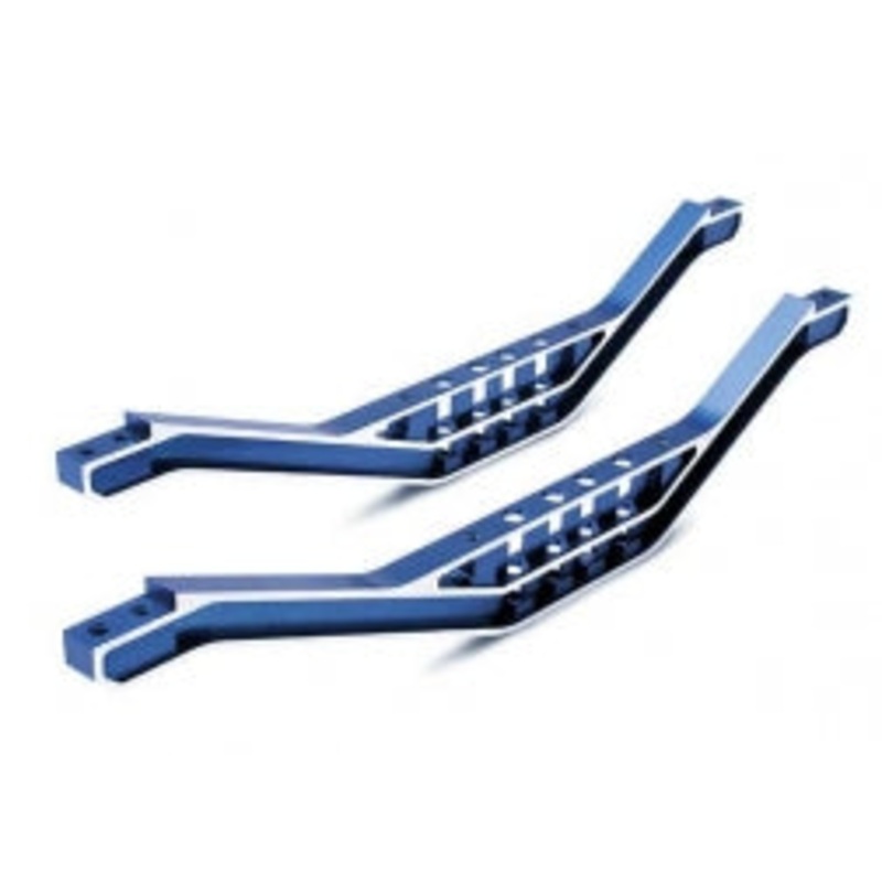TRAXXAS 4923X Chassis braces, lower machined 6061-T6 aluminum (blue) (2)/ hardware