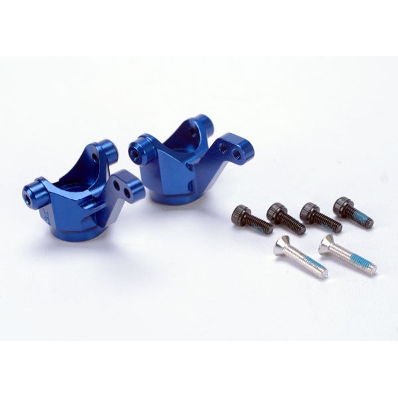 TRAXXAS 4336X Steering blocks/ axle housings, blue-anodized 6061-T6 aluminum/ (l&r) w/ metal inserts(3x4.5x5.5mm) (2)