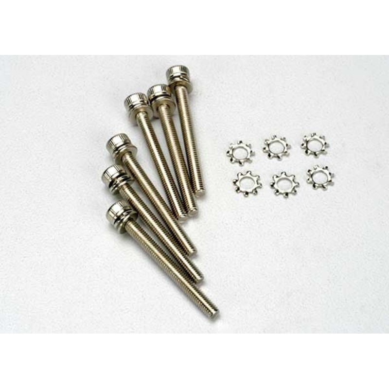 TRAXXAS 3963 Screws, 3x28mm cap-head machine (hex drive) (6)/ 3x6mm ELW (6) m3x28