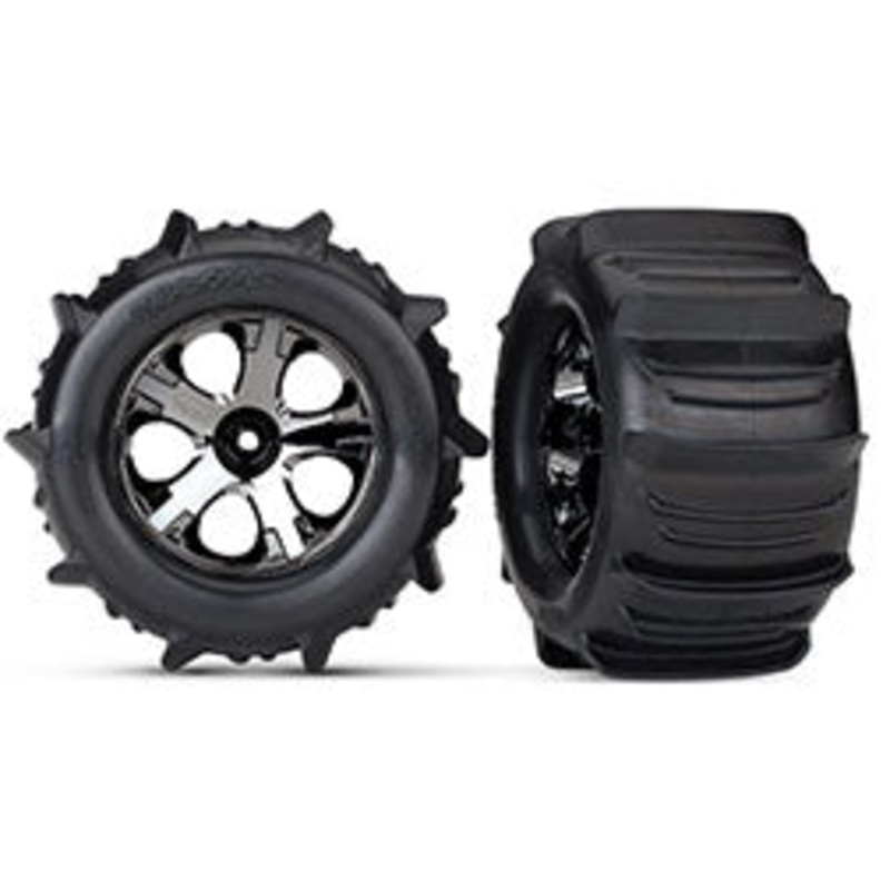 TRAXXAS 4175 2.8" All-Star black chrome wheels, paddle tires
