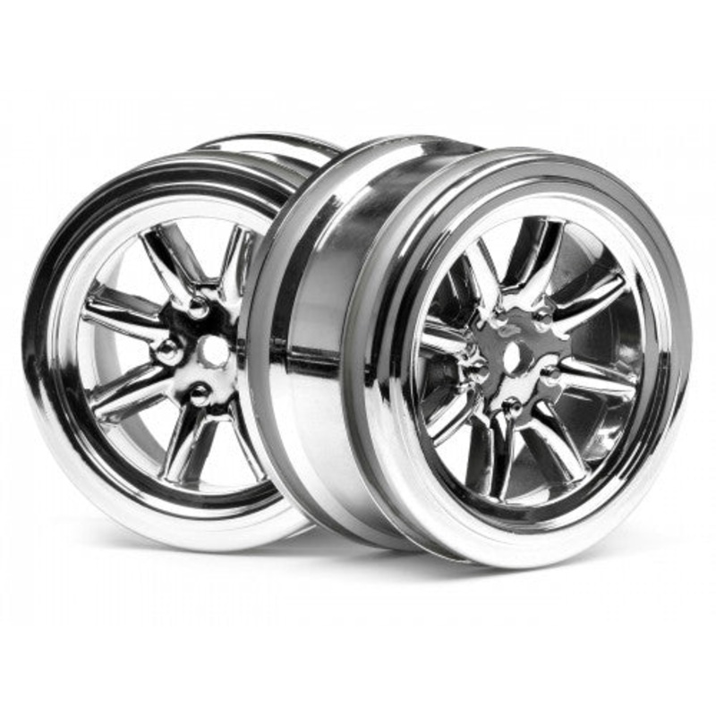 HPI 3807 Vintage 8-Spoke Wheel 26mm Shiny Chrome 0mm Offset *DISC*