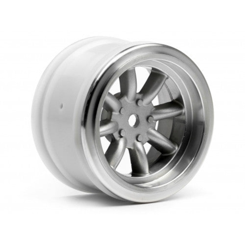 HPI 3813 Vintage 8-Spoke Wheel 31mm Matte Chrome 6mm Offset