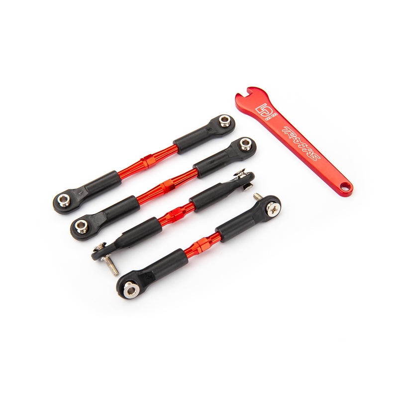 TRAXXAS 3741X Turnbuckles, aluminum (red-anodized), camber links, front, 39mm (2), rear, 49mm (2) (assembled w/ rod ends & hollow balls)/wrench