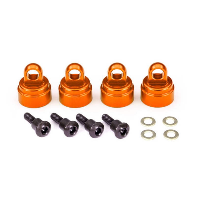 TRAXXAS 3767T Shock caps, aluminum orange-anodized 4 fits all Ultra Shocks