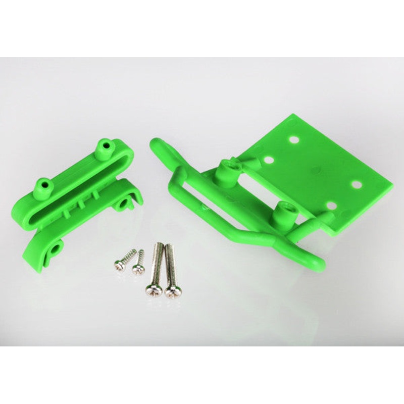 TRAXXAS 3621A Bumper, front / bumper mount, front / 4x23mm RM (2)/ 3x10mm RST (2) (green)