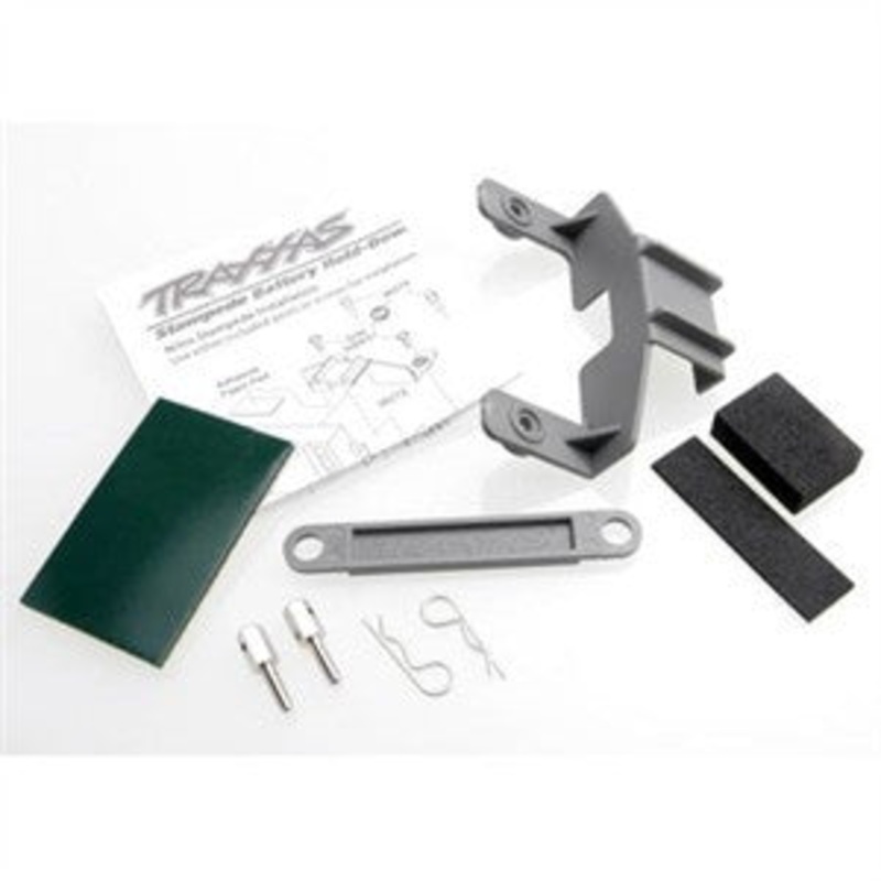 TRAXXAS 3627 BATTERY & RECIEVER HOLD DOW/ METAL POSTS(2)/ BODY CLIPS (2) SERVO TAPE/ADHESIVE FOAM PAD *DISCONTINUED