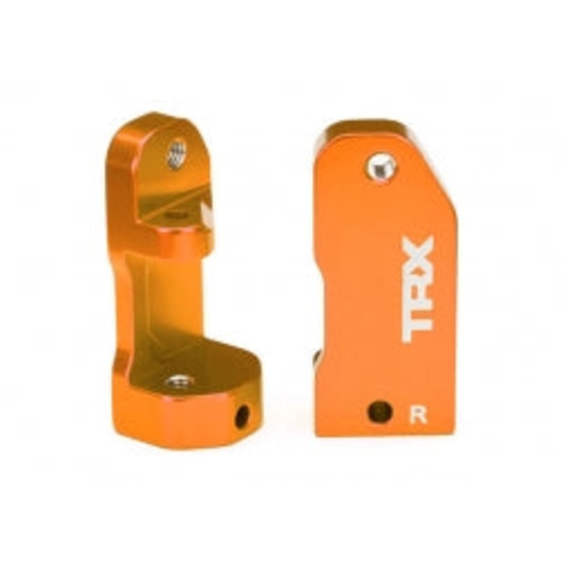 TRAXXAS 3632T Caster blocks, 30-degree, orange-anodized 6061-T6 aluminum (left & right)/ suspension screw pin (2)