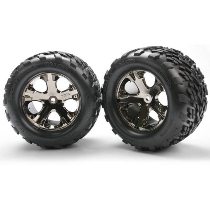TRAXXAS 3668A All-Star Black Chrome Wheels Talon Tires