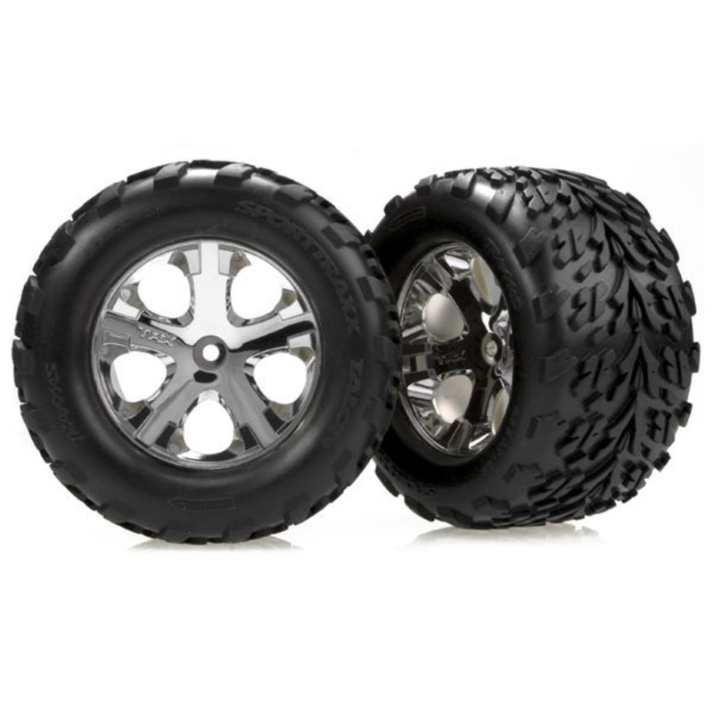 TRAXXAS 3669 Front Chrome Wheel w/Talon Tire