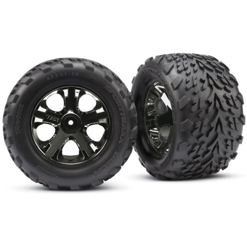 TRAXXAS 3669A All-Star Black Chrome Wheels Talon Tires