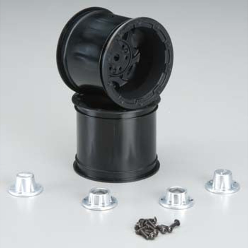 JCONCEPTS 3335B Tense Front Wheel Rustler/Stampede Black w/Cap(2)