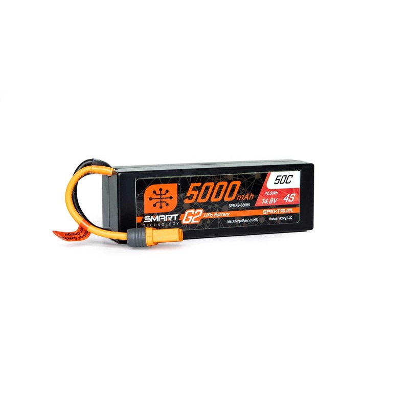 SPEKTRUM SPMX54S50H5 14.8V 5000mAh 4S 50C Smart G2 Hardcase LiPo Battery: IC5