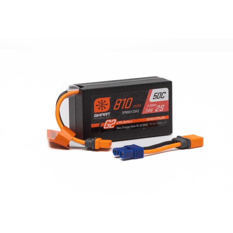 SPEKTRUM SPMX812SH2 7.4V 810mAh 2S Smart G2 50C LiPo: IC2