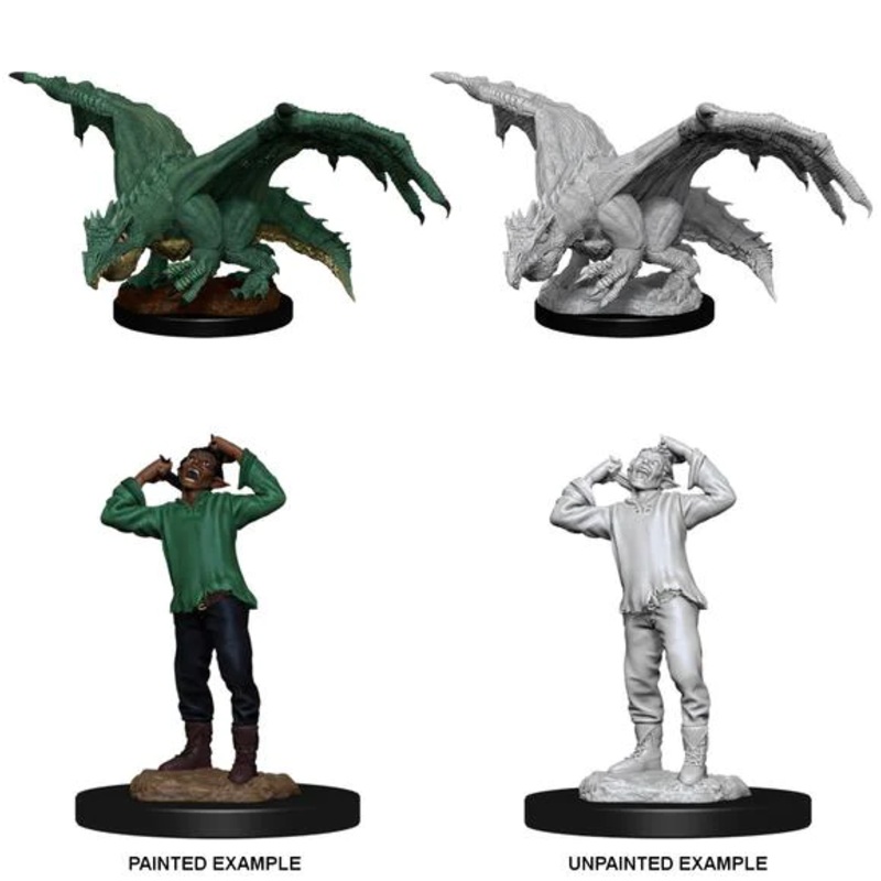 D&D Nolzur's Marvelous Miniatures: Green Dragon Wyrmling & Afflicted Elf