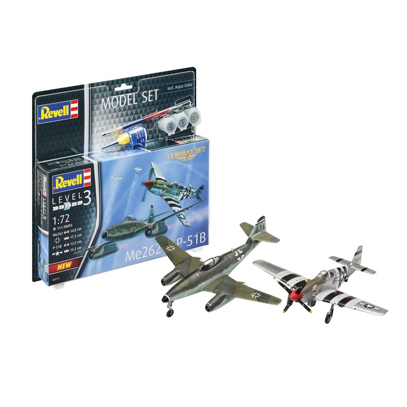Revell - 1/72 Me262 & P-51B Mustang (Model Set Incl. Paint)