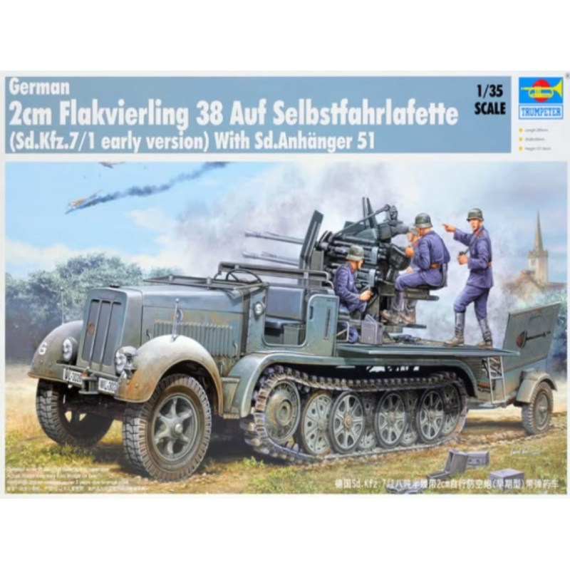 Trumpeter - 1/35 2cm Flakvierling 38 Auf Selbstfahrlafette (Sd.Kfz.7/1 early version)