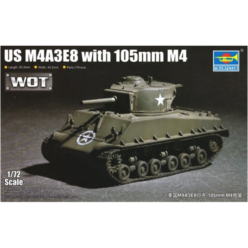 Trumpeter - 1/72 US M4A3E8 with 105mm M4 WoT