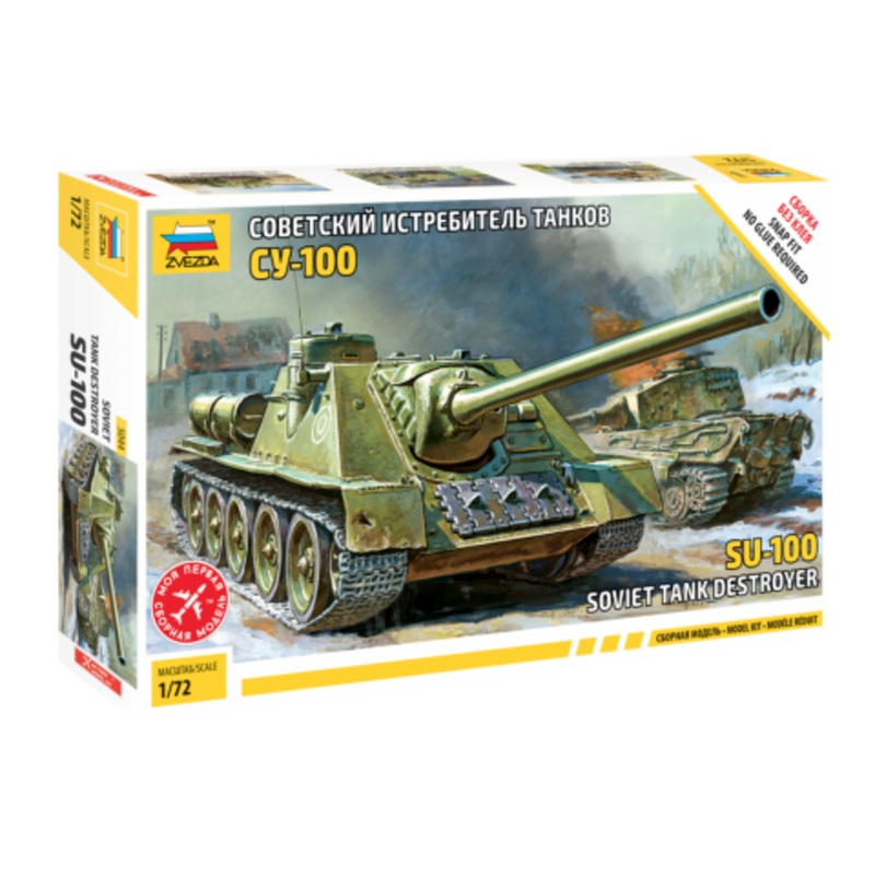 Zvezda - 1/72 SU-100 Soviet Tank Destroyer (Snap Kit)