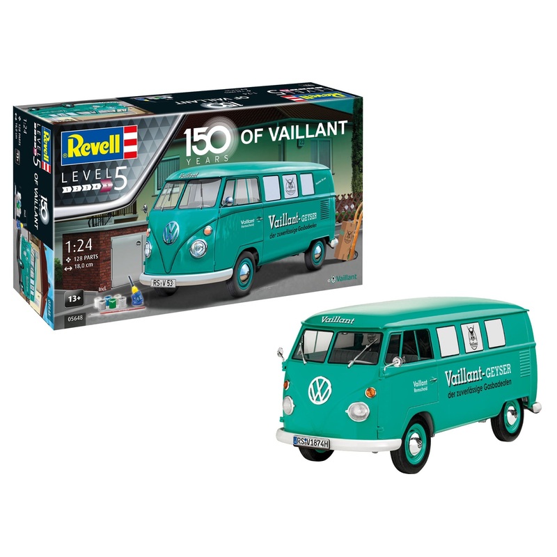 Revell - 1/24 Gift Set VW T1 Bus "150 Years of Vaillant" (Model Set Incl. Paint)