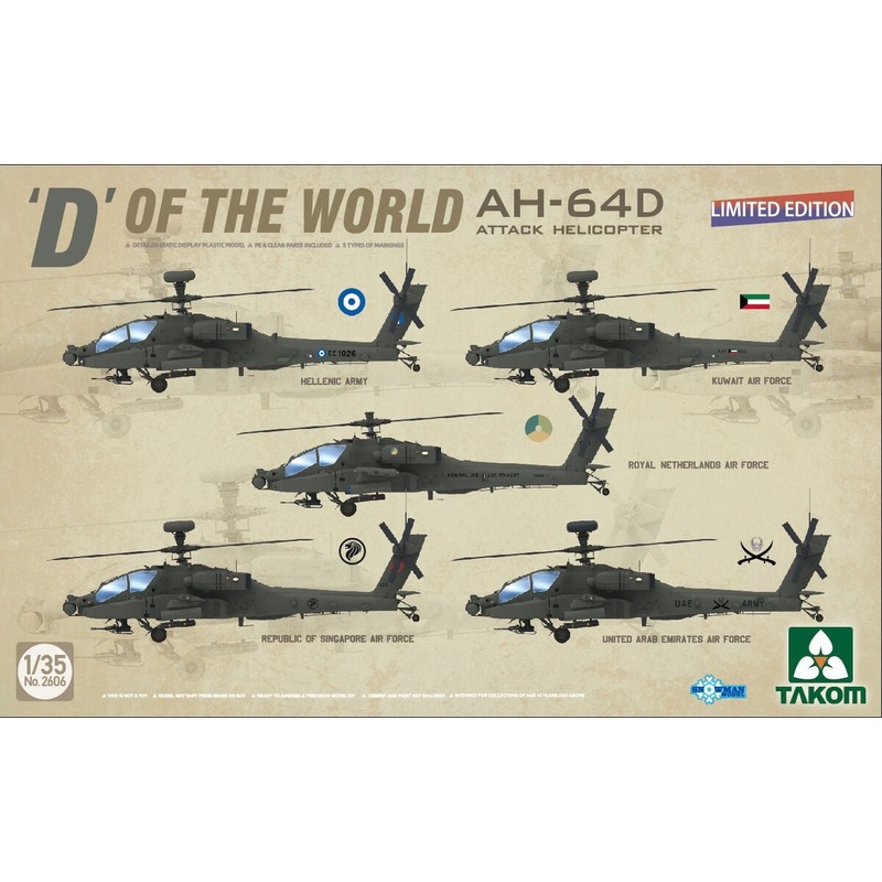 Takom - 1/35 "D" OF THE WORLD AH-64D Attack Helicopter (Limited Edition)