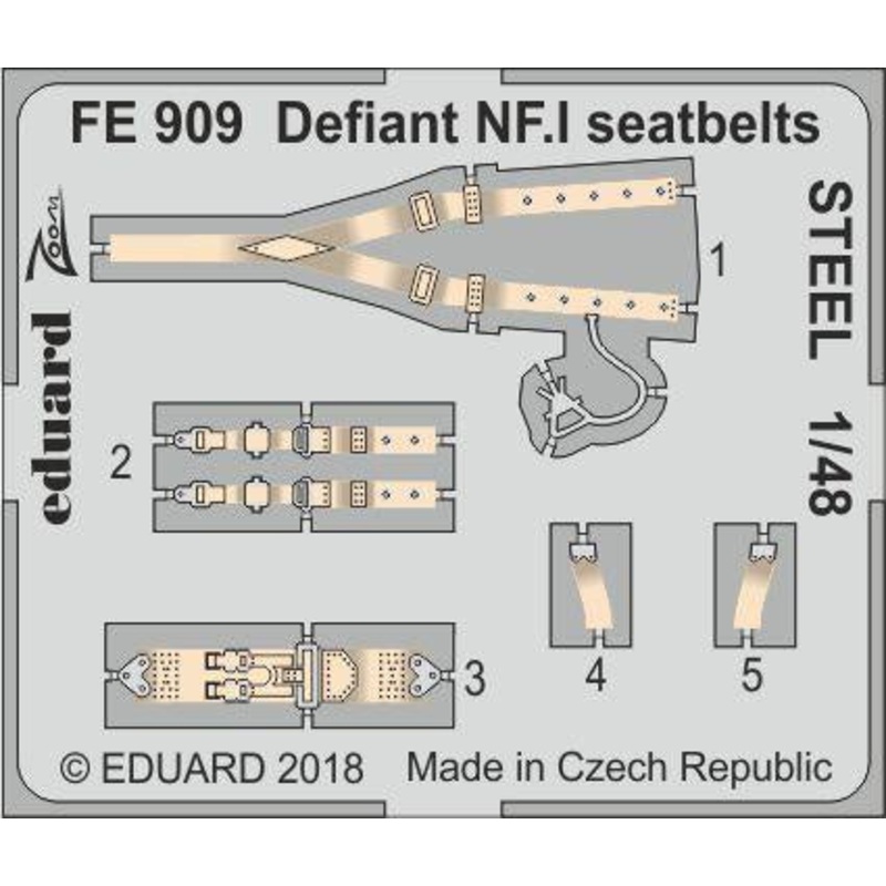 Eduard - 1/48 Defiant NF.I Seatbelts STEEL (Color Photo-etched)(for Airfix) FE909
