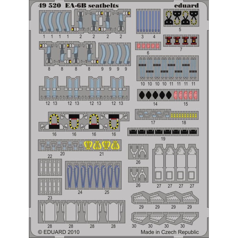 Eduard - 1/48 EA-6B Seatbelts (Color photo-etched)(for Kinetic) 49520