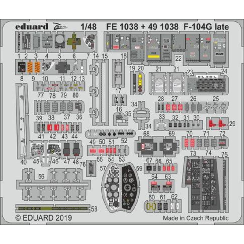 Eduard - 1/48 F-104G Late (Color Photo-etched)(for Kinetic) FE1038