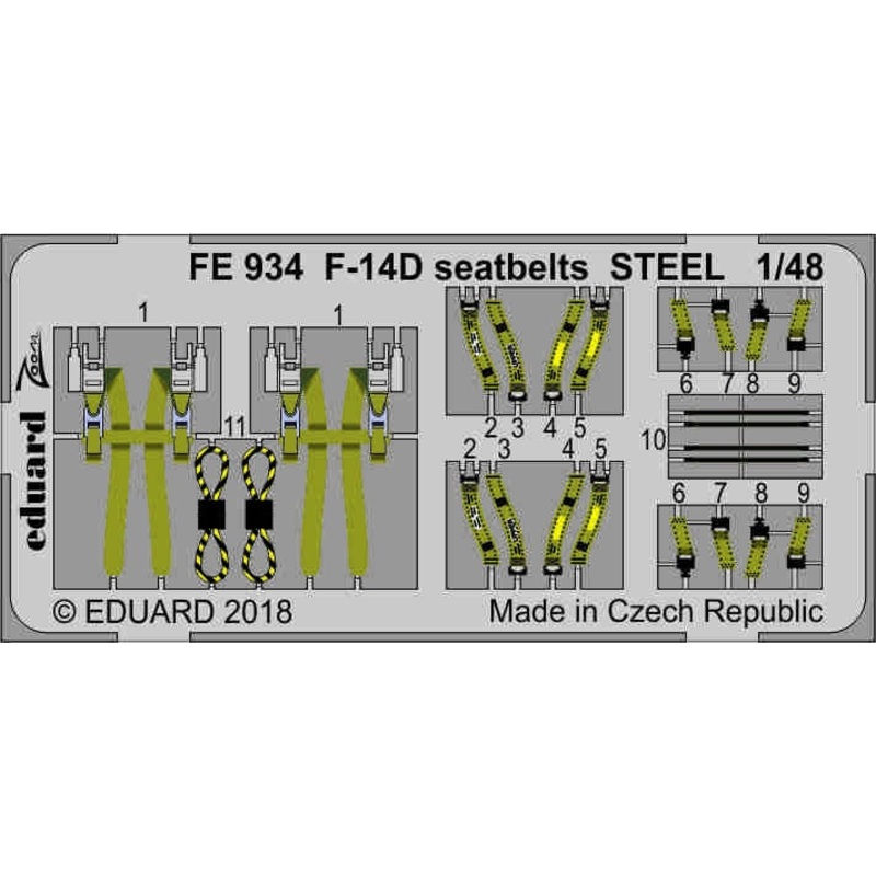 Eduard - 1/48 F-14D Seatbelts STEEL (Color photo-etched)(for Tamiya) FE934