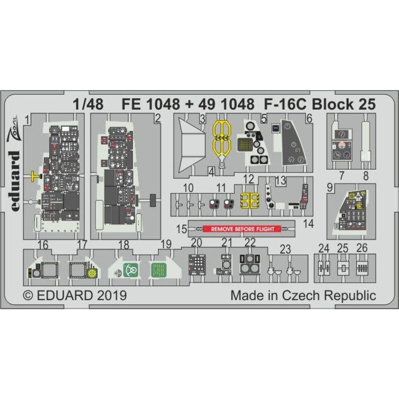 Eduard - 1/48 F-16C Block 25 (Color Photo-etch) (for Tamiya) FE1048