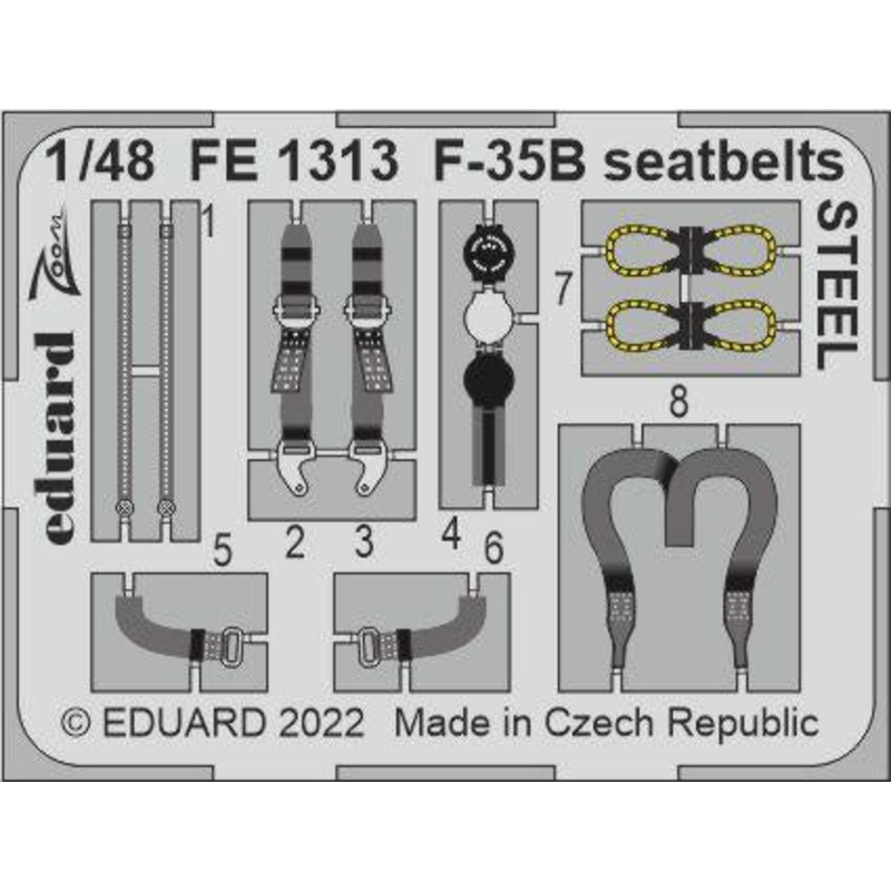 Eduard - 1/48 F-35B Seatbelts STEEL (Color photo-etched)(for Italeri) FE1313