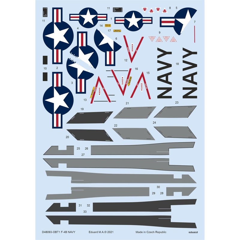 Eduard - 1/48 F-4B NAVY Decal Sheet (for Tamiya) D48093