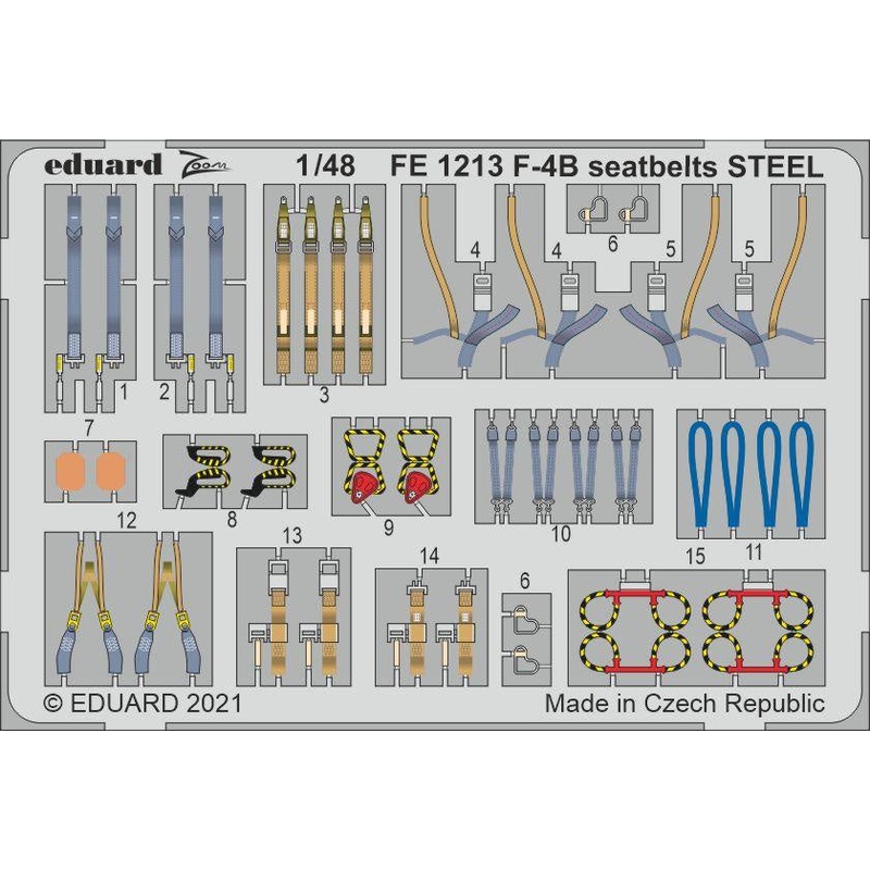 Eduard - 1/48 F-4B Seatbelts STEEL (Color photo-etched)(for Tamiya) FE1213