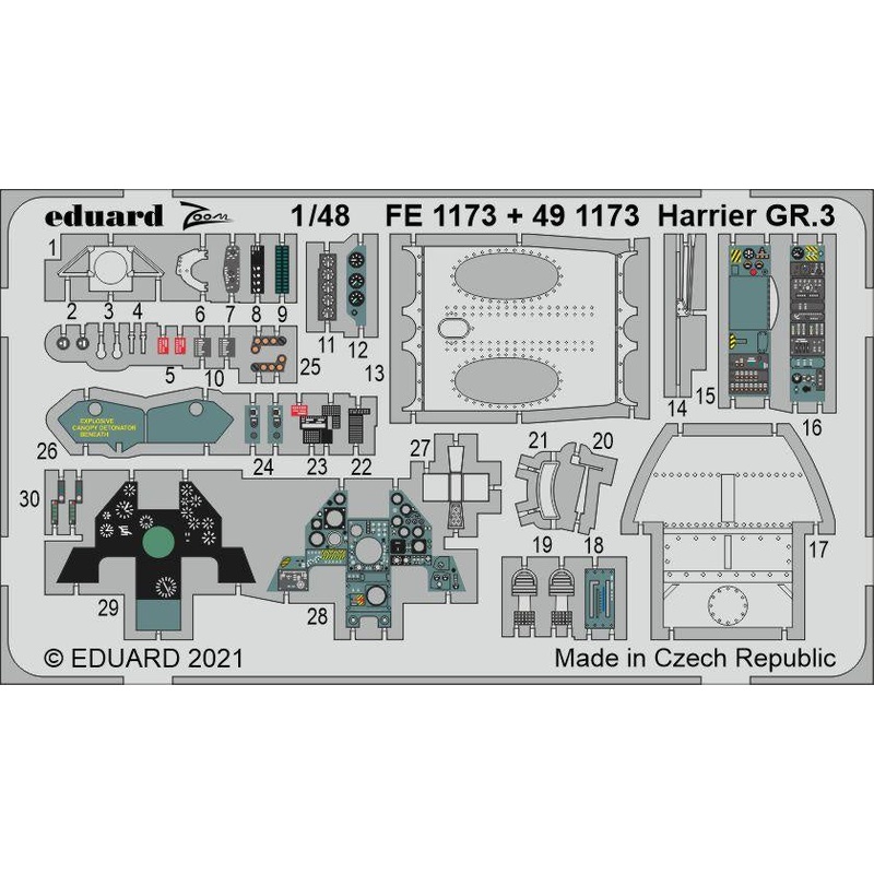 Eduard - 1/48 Harrier GR.3 (Color photo-etched)(for Kinetic) FE1173