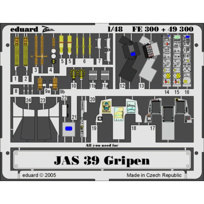Eduard - 1/48 JAS-39 Gripen (Color Photo-etched)(for Italeri) 49300