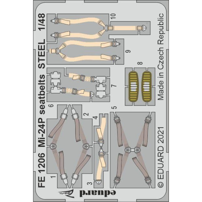 Eduard - 1/48 Mi-24P Seatbelts STEEL (Color photo-etched)(for Zvezda) FE1206