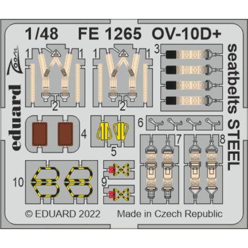 Eduard - 1/48 OV-10D+ Seatbelts STEEL (Color photo-etched)(for ICM) FE1265