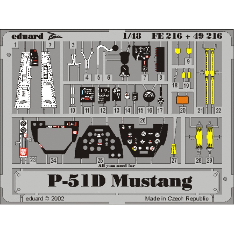 Eduard - 1/48 P-51D (Color Photo-etched)(for Tamiya) FE216