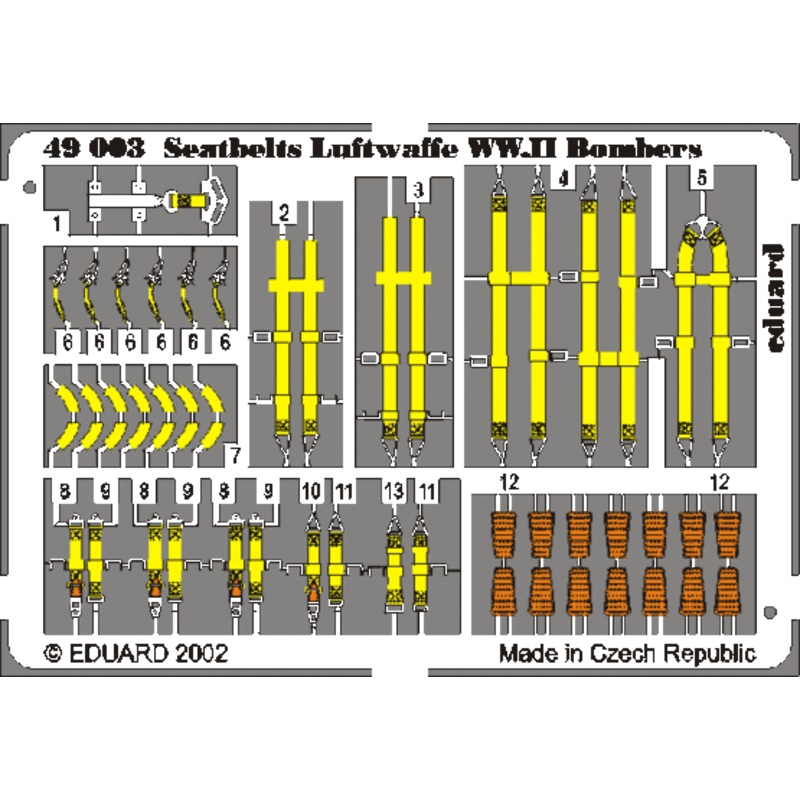 Eduard - 1/48 Seatbelts Luftwaffe WWII Bombers (Color Photo-etched) 49003