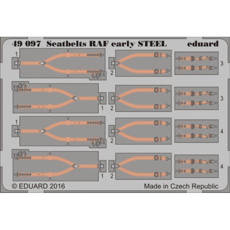 Eduard - 1/48 Seatbelts RAF early STEEL (Color photo-etched) 49097