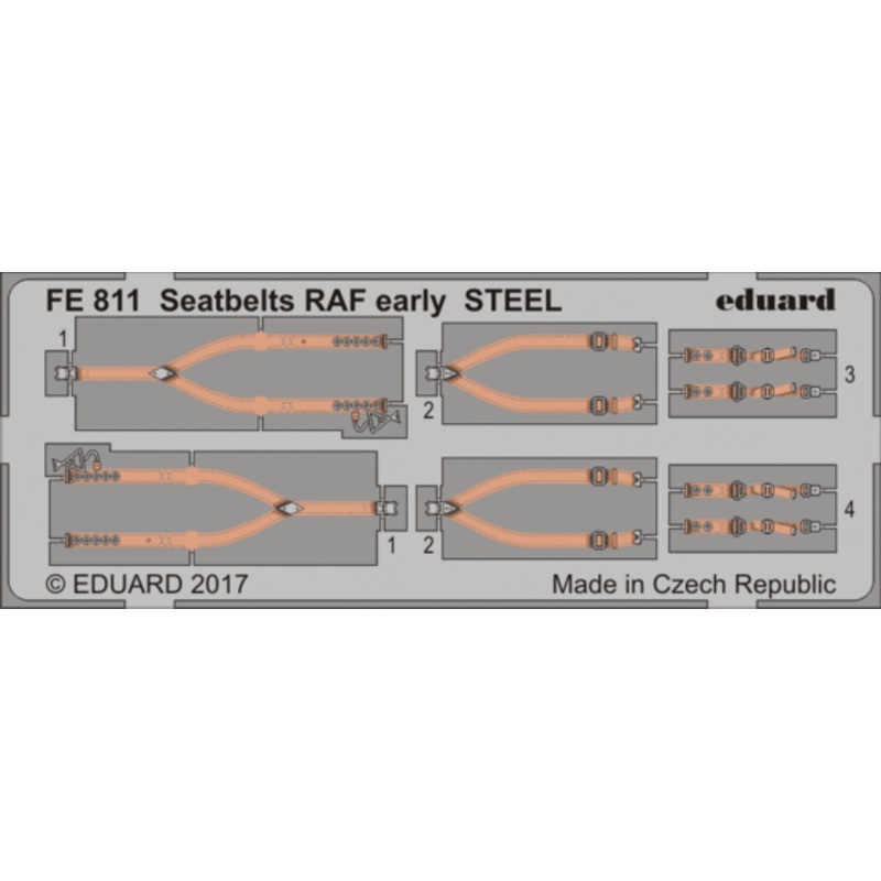 Eduard - 1/48 Seatbelts RAF Early STEEL (Color Photo-etched) FE811