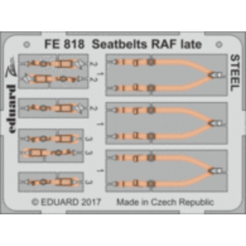 Eduard - 1/48 Seatbelts RAF Late STEEL (Color Photo-etched) FE818
