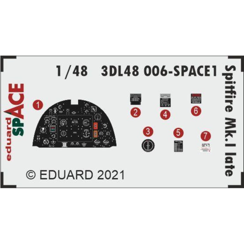 Eduard - 1/48 Spitfire Mk.I Late SPACE set (for Eduard) 3DL48006