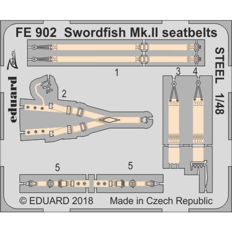 Eduard - 1/48 Swordfish Mk.II Seatbelts STEEL (Color photo-etched)(for Tamiya) FE902