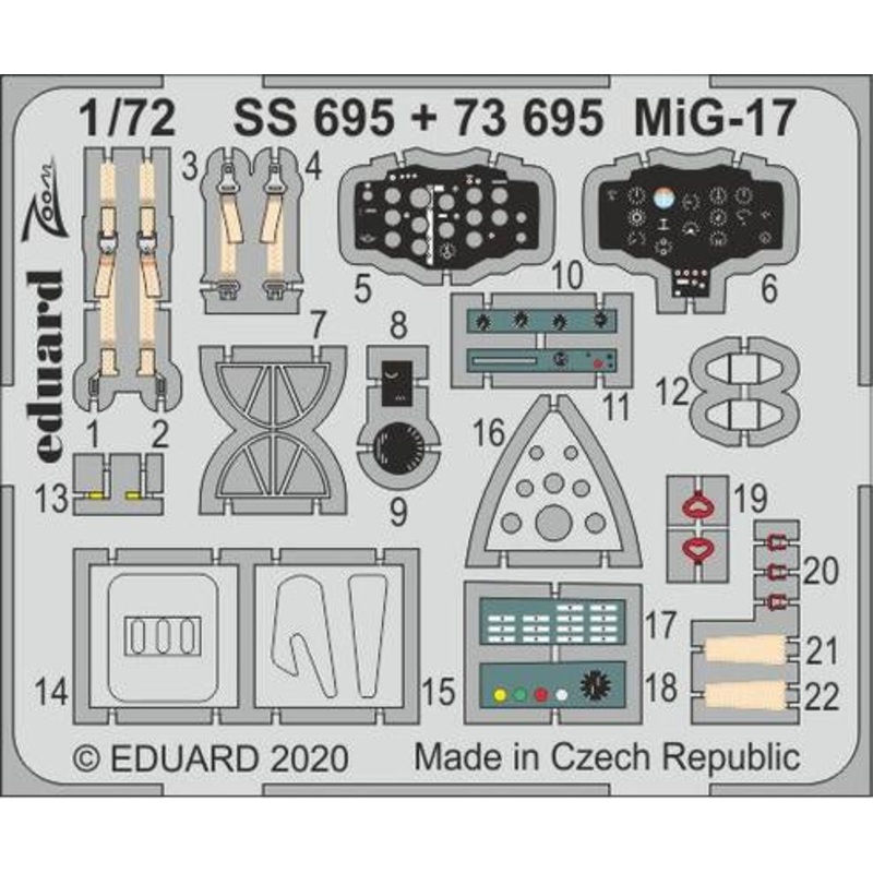 Eduard - 1/72 MiG-17 (Color photo-etched) (for Airfix) SS695
