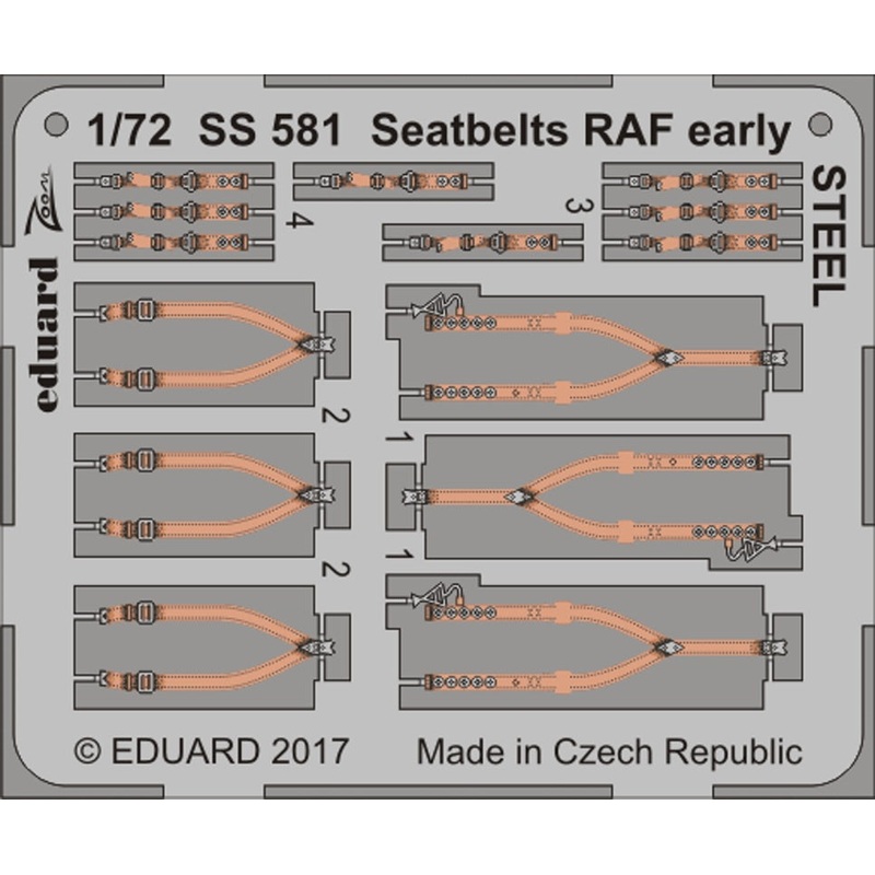 Eduard - 1/72 Seatbelts RAF Early STEEL (Color Photo-etched) SS581