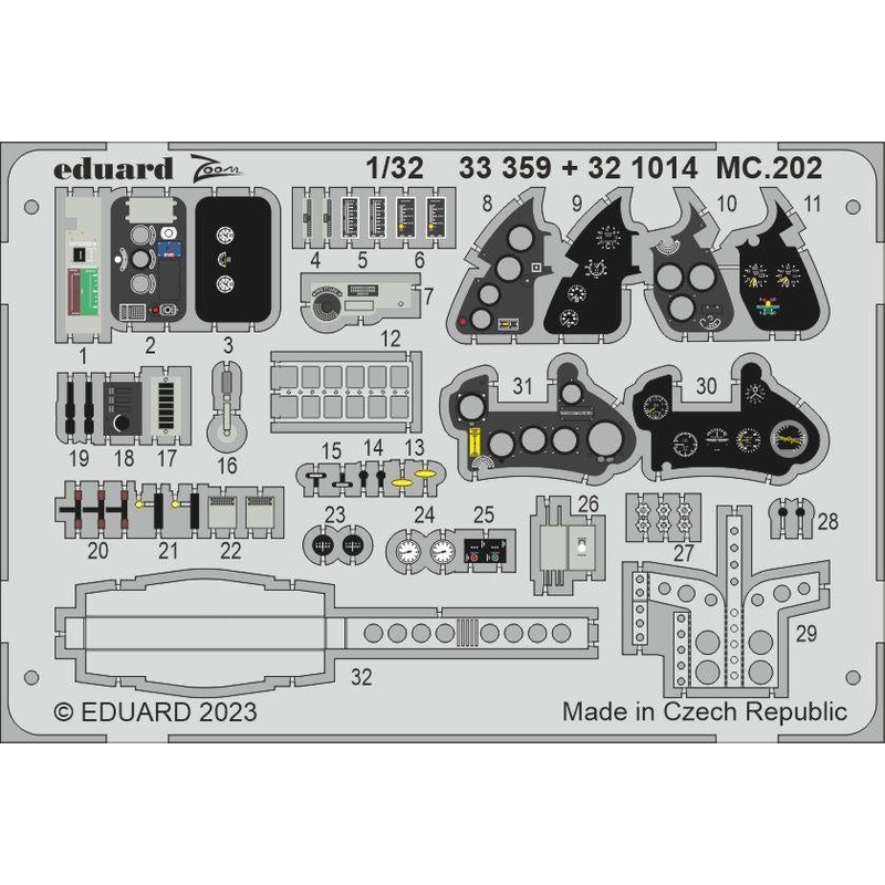 Eduard - 1/32 MC.202 (Color photo-etched) (for Italeri) 321014