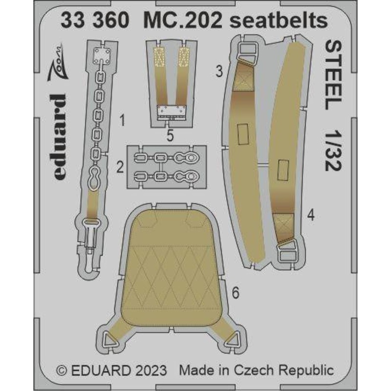 Eduard - 1/32 MC.202 Seatbelts STEEL (Color photo-etched) (for Italeri) 33360