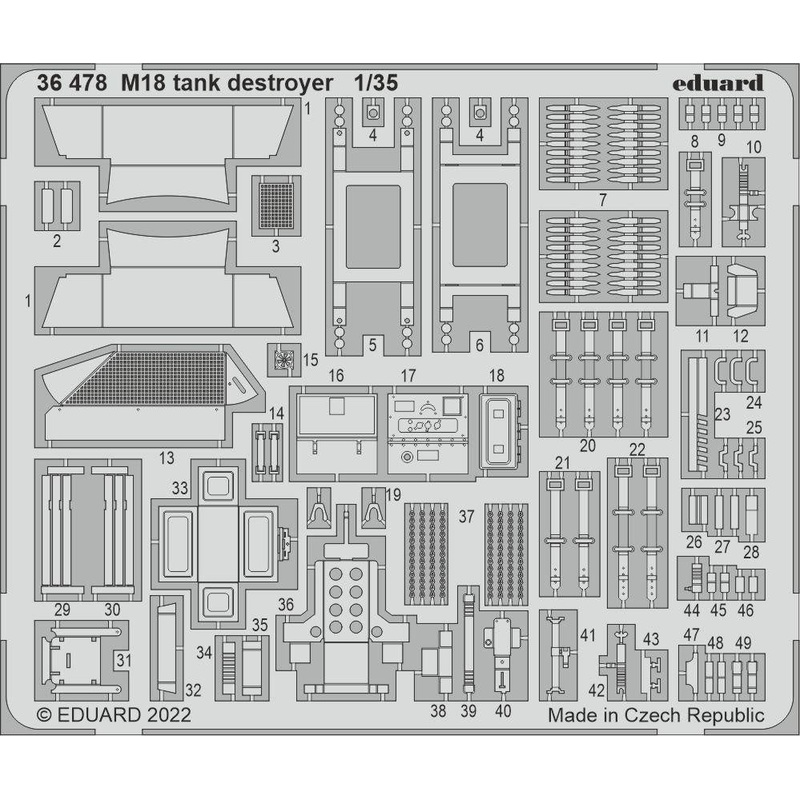 Eduard - 1/35 M18 Tank Destroyer (Photo-etched) (for Tamiya) 36478