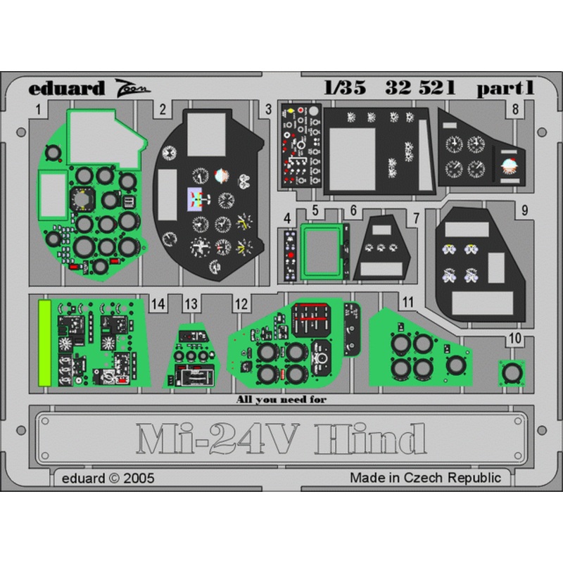 Eduard - 1/35 Mi-24V Hind Interior (Color photo-etched) (for Trumpeter) 32521